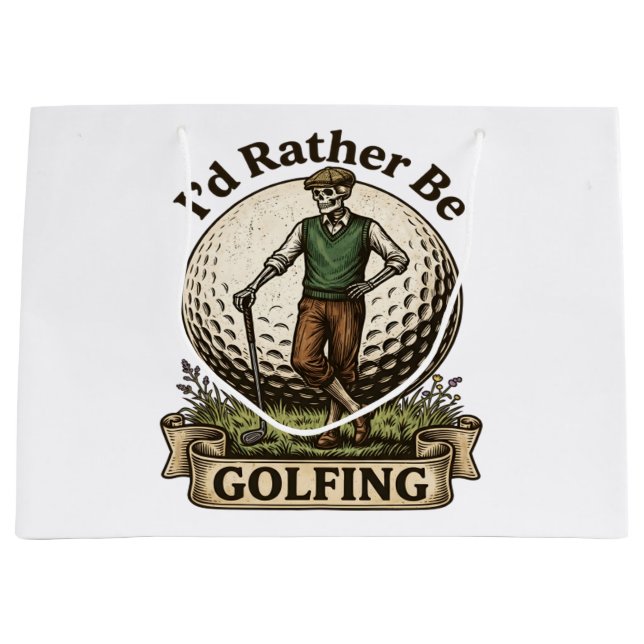 Grand Sac Cadeau Je préférerais jouer au golf  (Devant)