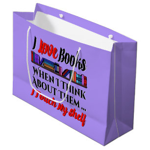Grand Sac Cadeau Je Touche Mon Étagère Livre Humour Lover
