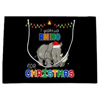 Grand Sac Cadeau Je Veux Un Rhino Pour Noël Rhino Drôle Cadeau De N