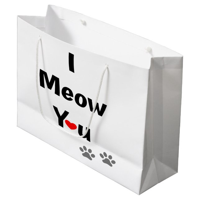 Grand Sac Cadeau Je Vous Connais Cute Chat Valentine Love Design (Devant Angle)