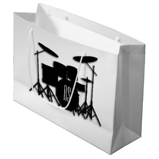 Grand Sac Cadeau Jeu de tambour Monogramme Argent