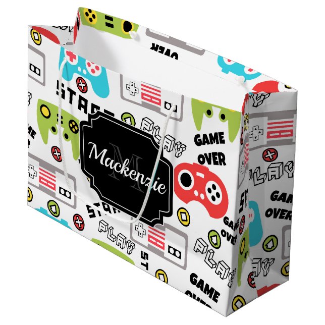 Grand Sac Cadeau Jeu vidéo Retro (Devant Angle)