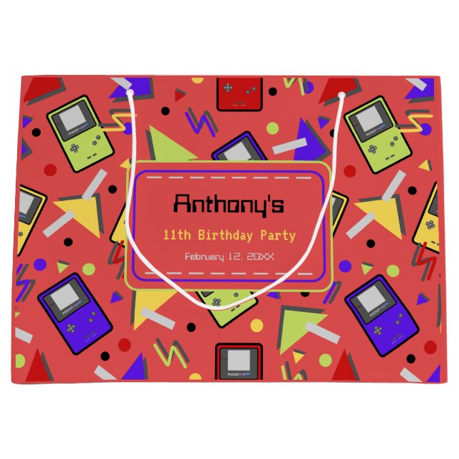 Grand Sac Cadeau Jeux Red Retro (Devant)