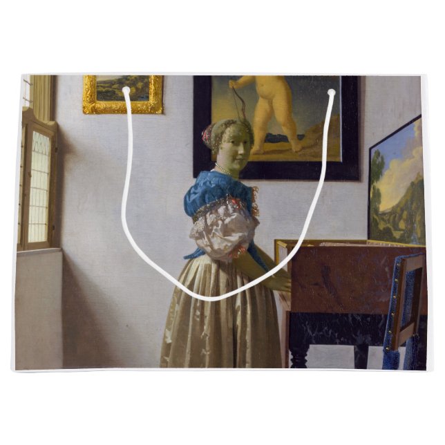 Grand Sac Cadeau Johannes Vermeer - Lady debout dans une virginale (Devant)