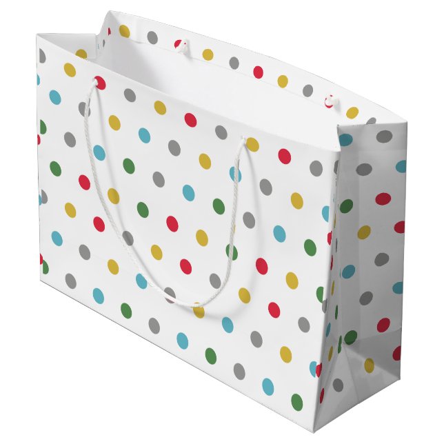 Grand Sac Cadeau Joli motif pois coloré (Dos Angle)