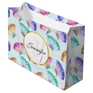 Grand Sac Cadeau Joli Pastel Motif d'aquarelle papillon