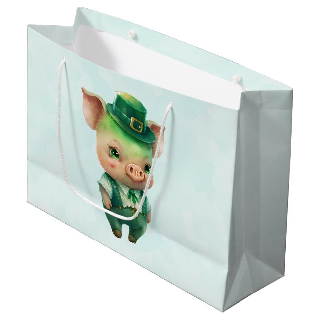 Grand Sac Cadeau Joli porc vert Fairytale dans une jolie beauté (Devant Angle)