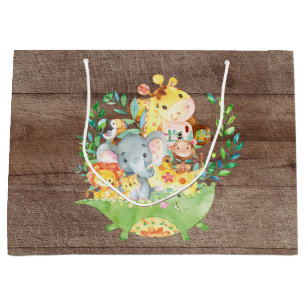 Grand Sac Cadeau Joli Safari Jungle Animaux Baby shower Cadeau
