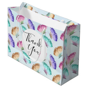 Grand Sac Cadeau Jolie aquarelle Motif papillon Merci