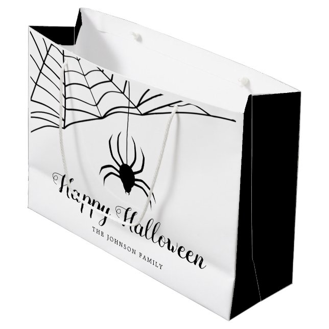 Grand Sac Cadeau Jolie araignée noire Halloween (Devant Angle)