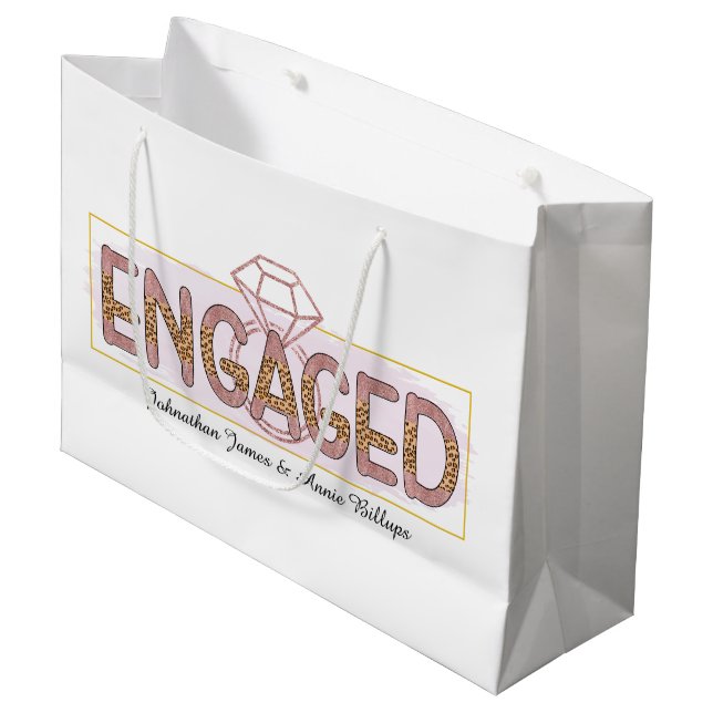 Grand Sac Cadeau Jolie bague de fiançailles ajouter des noms de fêt (Devant Angle)