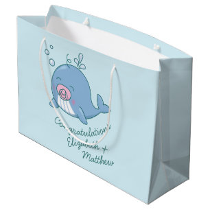 Grand Sac Cadeau Jolie baleine Baby shower Kawaii fille rose
