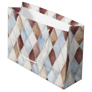 Grand Sac Cadeau Jolie Bleu Crème Brun Brun Diamants Mariage