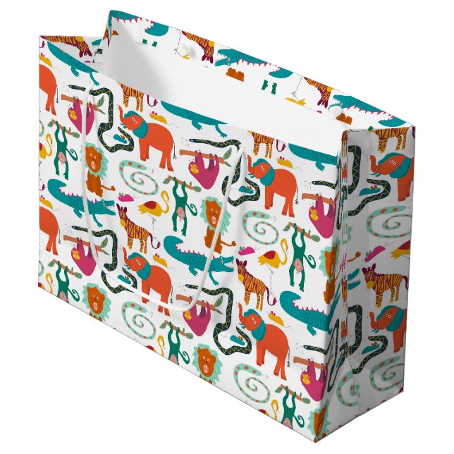 Grand Sac Cadeau Jolie couleur Abstraits Animaux Enfants Motif (Devant Angle)