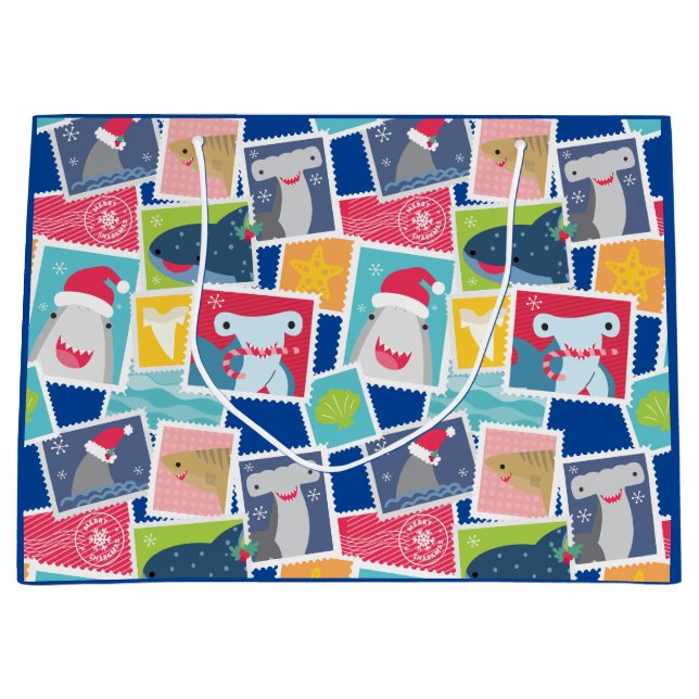 Grand Sac Cadeau Jolie espèce de requin Noël (Devant)