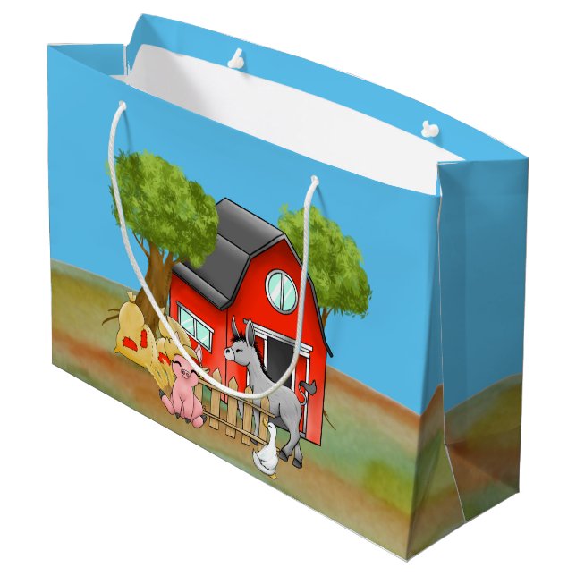 Grand Sac Cadeau jolie ferme Pays (Dos Angle)