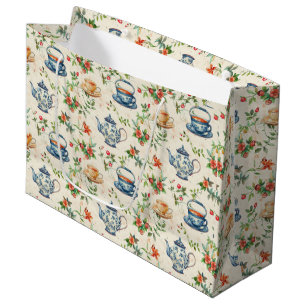Grand Sac Cadeau Jolie fête des amateurs de thé carrelée