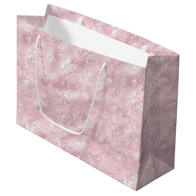 Grand Sac Cadeau Jolie Fête des mariées en verre rose (Devant Angle)