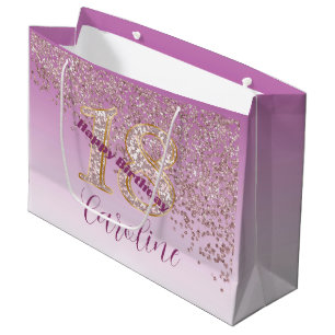 Grand Sac Cadeau Jolie Rose Gold Parties scintillant 18e anniversai