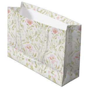 Grand Sac Cadeau Jolie Rose Vert Floral Baignoire de Mariage