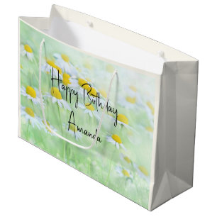 Grand Sac Cadeau Jolies marguerites dans un champ Anniversaire