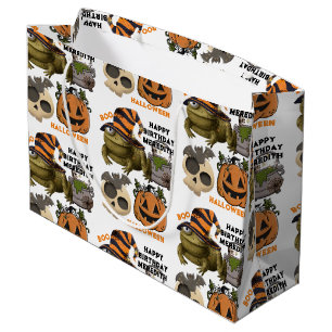 Grand Sac Cadeau Jote Halloween Anniversaire Ajouter Nom Fantômes C