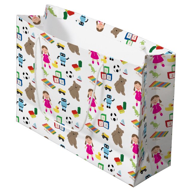 Grand Sac Cadeau Jouets pour enfants Motif (Devant Angle)