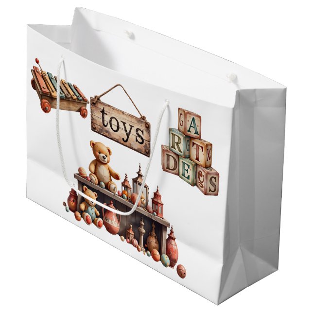 Grand Sac Cadeau Jouets vintages (Devant Angle)