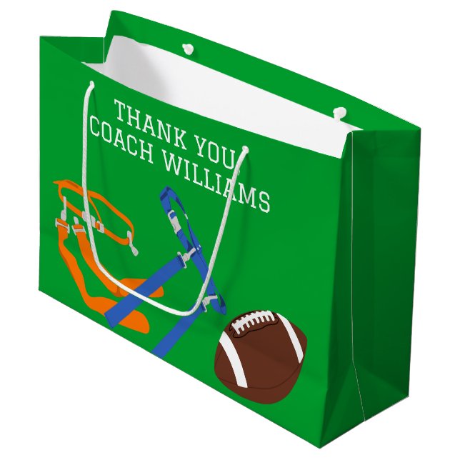 Grand Sac Cadeau Joueur entraîneur de football drapeau Personnalisé (Devant Angle)