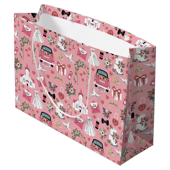 Grand Sac Cadeau Jour De Mariage En Rose (Dos Angle)