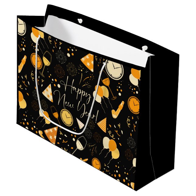 Grand Sac Cadeau Jour du Nouvel An (Devant Angle)