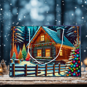 Grand Sac Cadeau Journal Cabine le soir de Noël