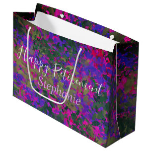 Grand Sac Cadeau Joyeuse retraite Jardin rose violet rose fleuri pe