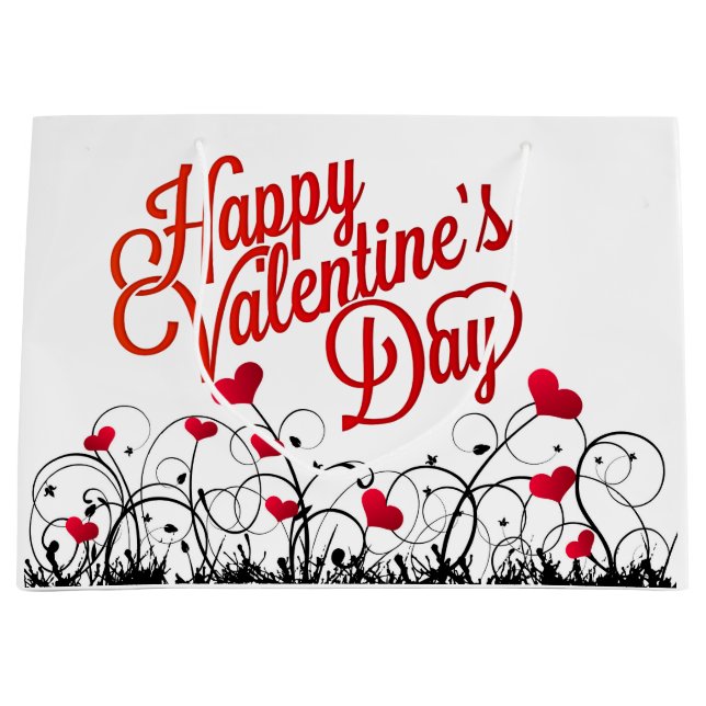 Grand Sac Cadeau Joyeuse Saint-Valentin (Devant)