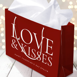 Grand Sac Cadeau Joyeuse Saint-Valentin Amour & Baisers Rouge Profo