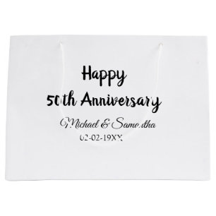 Grand Sac Cadeau Joyeux 50e anniversaire ajouter nom du couple date
