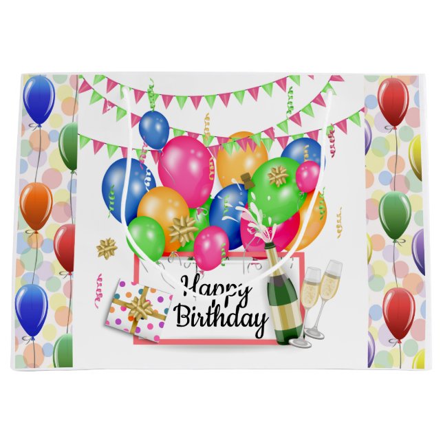 Grand Sac Cadeau Joyeux anniversaire (Devant)