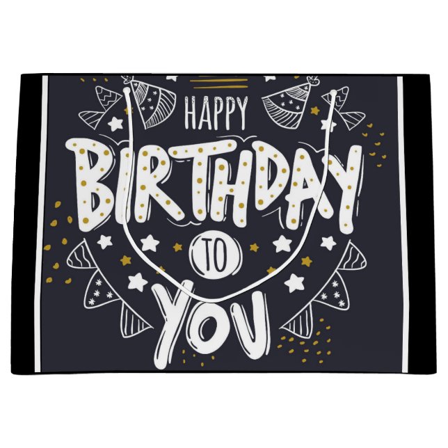 Grand Sac Cadeau Joyeux anniversaire (Devant)