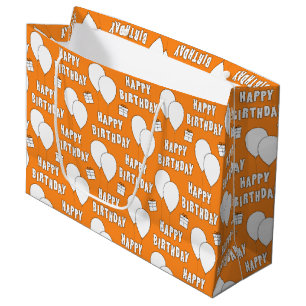 Grand Sac Cadeau Joyeux Anniversaire Avec Arrière - plan Orange De 