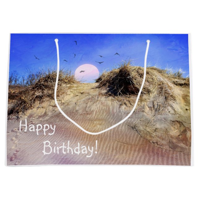 Grand Sac Cadeau Joyeux Anniversaire Beach Sunrise (Devant)