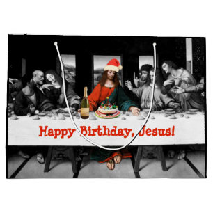 Grand Sac Cadeau Joyeux anniversaire, Jésus ! Noël drôle