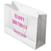 Joyeux Anniversaire Monogramme Nom Blanc Hot Rose 