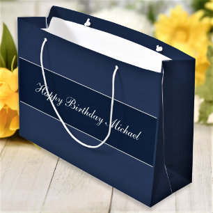 Grand Sac Cadeau Joyeux Anniversaire Nom du texte du script personn