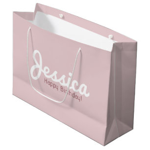 Grand Sac Cadeau Joyeux anniversaire, Nom personnalisable   Or Rose