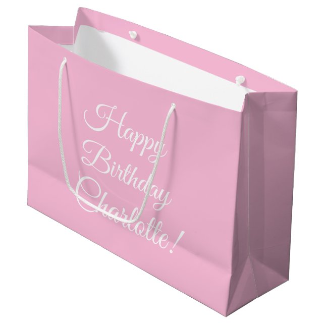Grand Sac Cadeau Joyeux Anniversaire personnalisé nom du script tex (Devant Angle)