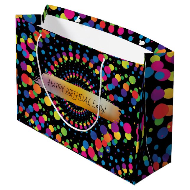 Grand Sac Cadeau Joyeux Anniversaire Personnalisé Texte tendance Pe (Dos Angle)