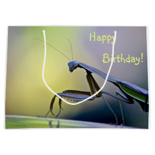 Grand Sac Cadeau Joyeux Anniversaire priant Mantis
