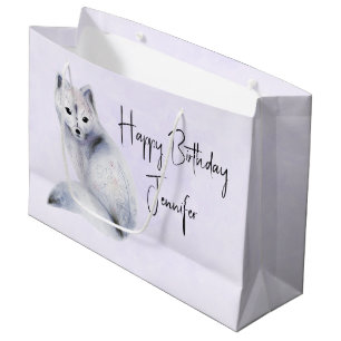 Grand Sac Cadeau Joyeux anniversaire Renard Nordique Mignon avec Ma
