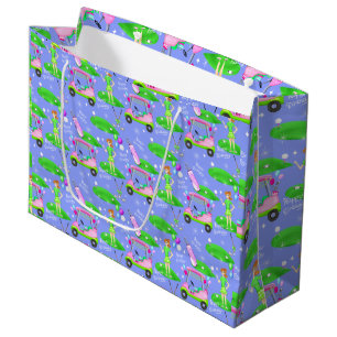 Grand Sac Cadeau Joyeux Anniversaire sur le thème du golf féminin