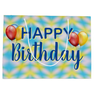 Grand Sac Cadeau Joyeux Anniversaire Tie Dye Reuseable